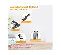 Soporte de Aro de Bordado Ajustable Negro, Soporte de Piso 3 en 1 para Aro/Tableta/Teléfono, Soporte de Bordado, Giratorio 360