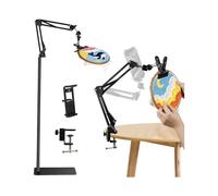 Soporte de Aro de Bordado Ajustable Negro, Soporte de Piso 3 en 1 para Aro/Tableta/Teléfono, Soporte de Bordado, Giratorio 360