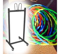 Soporte de aro de fitness para colgar cuerda de saltar y hula hoop, solución de almacenamiento que ahorra espacio para uso en interiores y exteriores