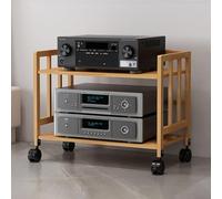 Soporte de audio de gran capacidad, estante ajustable, sistema de estante estéreo, soporte de medios AV resistente para uso doméstico y comercial, fácil montaje (2 niveles de 53 cm)