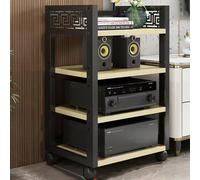 Soporte de audio de varios niveles con componentes AV, estante de audio rodante con estante de esquina ajustable, soporte de reproductor de CD de 5 niveles para cine en casa y sala de estar