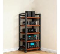 Soporte De Audio, Estante De Alta Fidelidad, Gabinete AV, Soporte Multimedia, Gabinete De Componentes De Audio Y Vídeo Con Rueda De Freno, Estante Estéreo De 5/6 Niveles(5-Tier D)