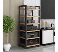 Soporte de audio extraíble de 6 niveles Soporte para reproductor multimedia Estante de almacenamiento abierto ajustable para casa/oficina/audio vídeo/DJ/teatro(Natural)
