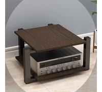 Soporte de audio HiFi con amplificador de madera AV Media 2 estantes de almacenamiento de componentes estéreo, reproductor de CD, estante C para sala de grabación, color nogal negro, 70 x 55 x 40 cm