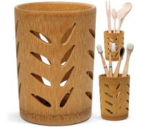 Soporte de bambú para cepillo de dientes de baño con drenaje de secado rápido para pasta de dientes degradable