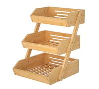 Soporte de bambú para Cesta de Frutas, 3 Niveles Estante para Frutas,Cesta de Almacenamiento de Pan, Soporte para Verduras para encimera de Cocina