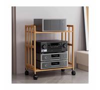 Soporte de bambú para gabinete multimedia AV - Estante de almacenamiento de componentes de audio móvil para sala de estar y grabación de juegos - Elegante estantería de torre de audio (marrón, 80 x 38