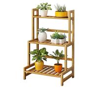 Soporte de bambú para plantas, estante multiusos de 3 niveles para jardín interior y exterior, balcón y patio, estantes duraderos y elegantes