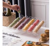 Soporte de bandeja de macaron para panaderías con inserciones de ranura modulares que permiten una reconfiguración rápida según los requisitos diarios del menú (3 comederos)