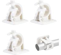 Soporte de Barra de Cortina Sin Taladrar, 4 Piezas Gancho Autoadhesivo Cortina, Soporte Barra Armario Pared para Hogar, Baño, Sala de Estar, Dormitorio (Blanco)