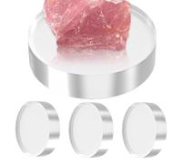 Soporte de base acrílica: soporte decorativo transparente pulido, bandeja elevadora de vitrina transparente sólida de 7,5 x 7,5 x 2,5 cm, zócalo de mesa con bloque de pedestal de cubo cuadrado de 4 pi