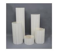 Soporte de base de pastel de columnas de papel plegable, soporte para jarrones de boda, soporte para jarrones de boda, columna romana de cartón de punto medio de fiesta (blanco)