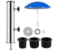 Soporte de base de sombrilla de acero inoxidable, juego de tubos de soporte de paraguas, kit de montaje de paraguas, soporte universal para tubo de paraguas para jardín al aire