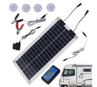 Soporte de batería solar - Cargador de doble salida 100W, panel de alimentación resistente a la intemperie, kit de carga de alta eficiencia | Unidad de carga de mantenimiento fiable para coche