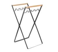 Soporte de bolsa con mango de madera, soporte de bolsa de basura para barbacoa, soporte para bolsas de basura, soporte de bolsa de basura mental multiusos portátil para jardín, camping, aventura