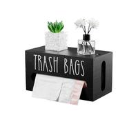 Soporte de bolsa de comestibles de madera, dispensador de bolsas de basura de madera,Soporte de rollo dispensador de bolsas de basura | Portabolsas de basura de granja, dispensador de bolsas de basura