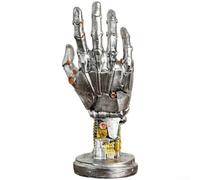 Soporte de brazo de robot diseñado como controlador de juegos y soporte de anillo con para estilo Cyberpunk, vinilo hecho para organización de escritorio y fines de exhibición (plateado)