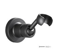 Soporte de cabezal de ducha ajustable de 360° con tornillo para baño, soporte de base fija de cobre compatible con la mayoría de cabezales de ducha estándar, color plateado