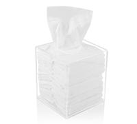 Soporte de Caja de Pañuelos de Acrílico, Dispensador Cuadrado para Tejidos Faciales, Servilletas, Baño, Escritorios, Encimeras, Tocador, Dormitorio (Cuadrado, Transparente)
