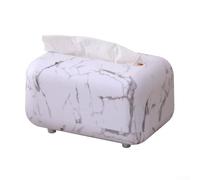 Soporte de caja de pañuelos de mármol de lujo con tapa deslizante a prueba de polvo para tocador de baño y decoración de sala de estar, diseño inferior de fácil relleno, color negro (patrón de mármol