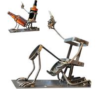 Soporte de calavera para botella de vino y cocaína, novedoso y divertido esqueleto de calavera de metal para whisky y cerveza, soporte de exhibición de bebidas estilo steampunk para decoración del