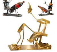 Soporte de calavera para botellas de vino y cocaína - Divertida decoración de barra de esqueleto de calavera de metal para whisky y cerveza, estante de vino independiente de piso, soporte de