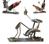 Soporte de calavera para botellas de vino y cocaína - Divertida decoración de barra de esqueleto de calavera de metal para whisky y cerveza, estante de vino independiente de piso, soporte de