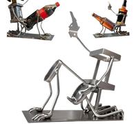 Soporte de calavera para botellas de vino y cocaína - Divertida decoración de barra de esqueleto de calavera de metal para whisky y cerveza, estante de vino independiente de piso, soporte de