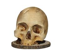 Soporte de calavera, soporte de esqueleto, estante de cabeza de almacenamiento de terror, un toque de terror para tu entorno doméstico, hermosos y únicos cuchillos de calavera
