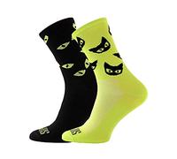 Soporte de calcetines de ciclismo para hombre, tecnología transpirable de fibra antideslizante, unisex, divertidos patrones de ciclista, color Gatos salvajes, tamaño 3-5 UK / 36-38 EU