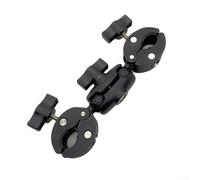 Soporte de cámara con doble cabeza de bola, soporte de clip de pinza de cangrejo para barras transversales, soporte de luz de nailon, fijación de ciclismo, soporte para selfie, negro largo 23 cm