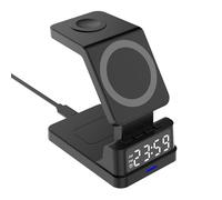 Soporte de Carga inalámbrica con la estación de del Reloj Despertador, 15 W 4 en 1 Teléfono del Soporte magnético | C argador de Escritorio para teléfono inalámbrico para el hogar, la Escuela,