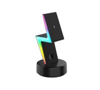 Soporte de Carga Inalámbrica Magnética para Teléfonos IOS, Relojes y Auriculares - Cargador Inalámbrico 3 en 1 de 15 W con RGB Negro