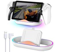 Soporte de Carga para Playstation Portal,Soporte de Carga para Reproductor Remoto PS Portal,Base de Carga Tipo C para Reproductor Remoto PS Portal con 14 Luces RGB(Blanco)