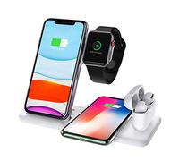 Soporte de Cargador Inalámbrico Qi de 15W para Airpods Pro Apple Watch 7 6 5 4 3 2 1 SE,Dikkar 4 en 1 Estación de Carga Inalámbrica Rápida Plegable Compatible iPhone 11 Pro X XS XR 8/Galaxy S10/10/9