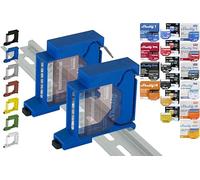 Soporte de carril "Single" para 18 Shellys: 1 Gen3, 1PM Gen3, 2PM Gen3, i4 Gen3, Plus 1, Plus 1PM, Plus 2PM, Plus i4, Plus 0-10V Dimmer, Wave 1, Wave 1PM, Wave 2PM, Wave Shutter, Wave i4 (2x Azul)