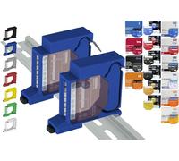 Soporte de carril "Single" para 18 Shellys: 1 Gen3, 1PM Gen3, 2PM Gen3, i4 Gen3, Plus 1, Plus 1PM, Plus 2PM, Plus i4, Plus 0-10V Dimmer, Wave 1, Wave 1PM, Wave 2PM, Wave Shutter, Wave i4 (2x Azul)