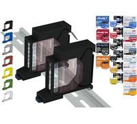 Soporte de carril "Single" para 18 Shellys: 1 Gen3, 1PM Gen3, 2PM Gen3, i4 Gen3, Plus 1, Plus 1PM, Plus 2PM, Plus i4, Plus 0-10V Dimmer, Wave 1, Wave 1PM, Wave 2PM, Wave Shutter, Wave i4 (2x Negro)