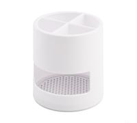 Soporte de cepillo de dientes de baño de plástico con múltiples compartimentos y sistema de drenaje para almacenar pasta de dientes, peines y herramientas cosméticas de manera eficiente (blanco)