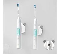 Soporte de cepillo de dientes eléctrico organizador de baño, adhesivo montado en la pared, soporte magnético para cepillo de dientes para todo tipo de E-Cepillo de dientes Organizador automático para decoración de baño, color blanco, paquete de 2
