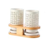 Soporte de cerámica para utensilios, organizador de cubiertos para fregadero de cocina, almacenamiento que ahorra espacio para cucharas, espátulas y palillos con compartimento desmontable