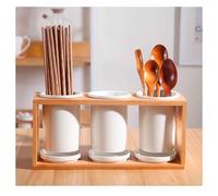 Soporte de cerámica para utensilios, organizador de cubiertos para fregadero de cocina, almacenamiento que ahorra espacio para cucharas, espátulas y palillos con compartimento desmontable