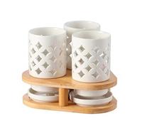 Soporte de cerámica para utensilios, organizador de cubiertos para fregadero de cocina, almacenamiento que ahorra espacio para cucharas, espátulas y palillos con compartimento desmontable