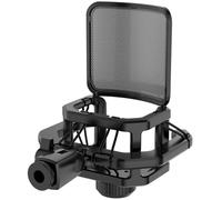 Soporte de choque de micrófono con pantalla de filtro para Lewitt RAY LCT-240 Pro LCT 440 Pure LCT 441 FLEX compatible con tallos sobresalientes (d≤23 mm) como la serie AKG C, etc. (negro)