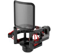Soporte de choque de micrófono con pantalla de filtro para Lewitt RAY LCT-240 Pro LCT 440 Pure LCT 441 FLEX compatible con tallos sobresalientes (d≤23 mm) como la serie AKG C, ect (rojo)