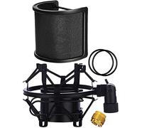 Soporte de choque para micrófono con filtro pop, clip de soporte de suspensión antivibración para micrófono de 46 mm a 51 mm de diámetro