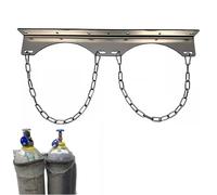 Soporte de cilindro de gas de acero inoxidable resistente, soporte resistente para tanque de aire de montaje en pared para cilindros de 8 a 40 L, cadenas de seguridad ajustables, para taller, fábrica