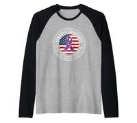 Soporte de Cinta púrpura con Bandera Estadounidense para concienciación sobre la Demencia Camiseta Manga Raglan