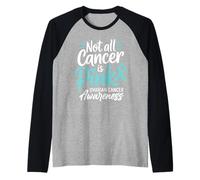Soporte de Cinta Verde Azulado para concienciación sobre el cáncer de Ovario Camiseta Manga Raglan