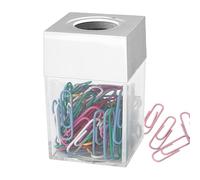 Soporte de clip de papel para escritorio, organizador dispensador de clips de papel magnético | Dispensador de clips de papel transparente, organizadora para escritorio del hogar, escuela